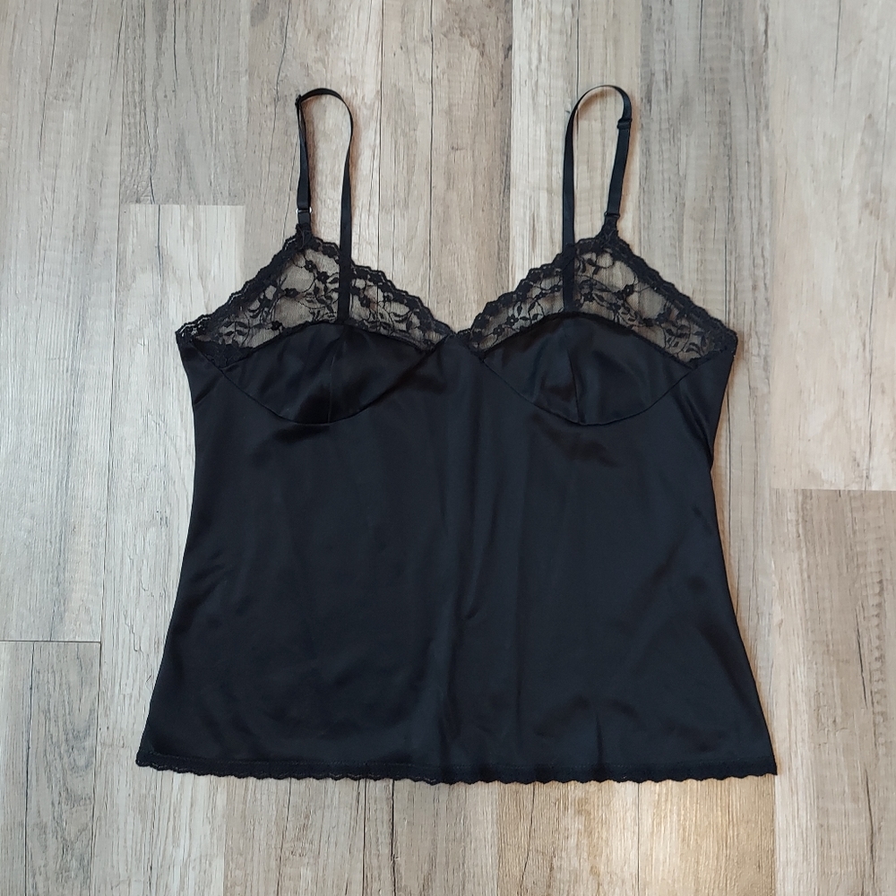 Vintage Black Lingerie Tank Top Small